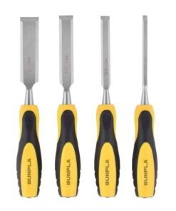 Gunpla 4 Pieces Wood Chisel Set Woodworking Carving Heavy Duty Hand Tools 1/4", 1/2", 3/4" and 1" (6mm, 12mm, 19mm, 25mm) with Soft-Grip Handles