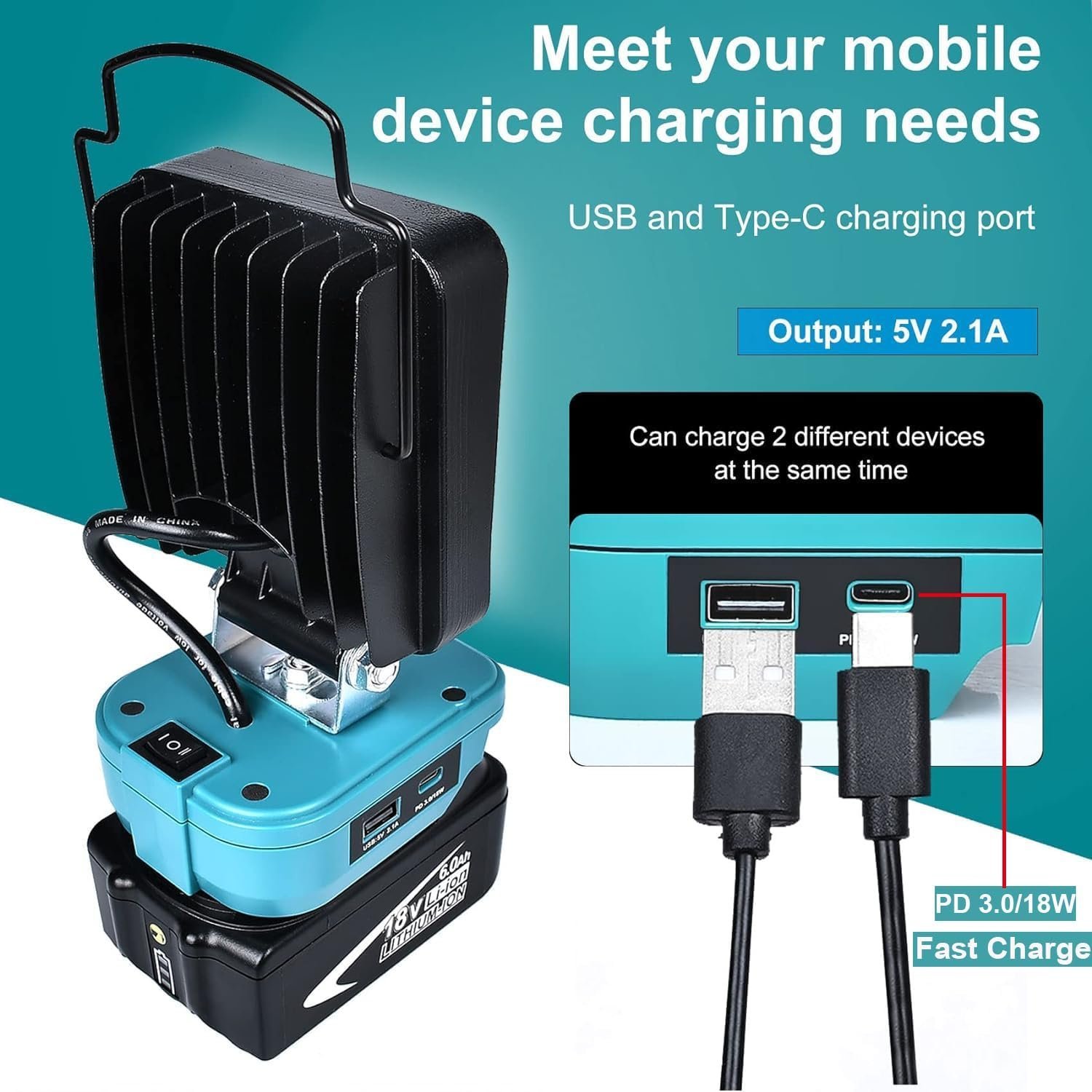 Cordless LED Work Light for Makita 18V Battery - Flood Lights - Image 3