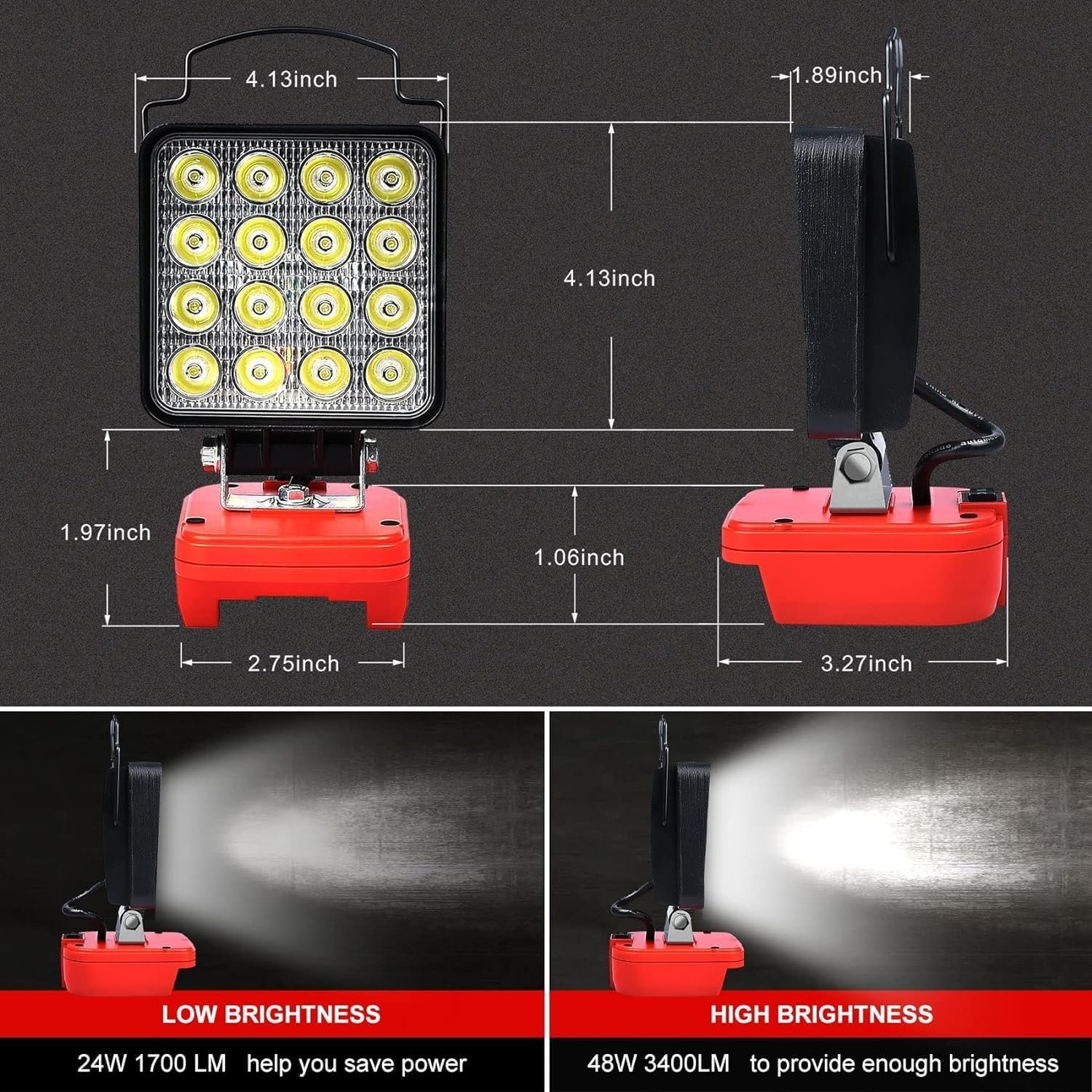 Cordless LED Work Light for Milwaukee M18 18V Battery - Image 3