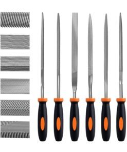 Preciva Needle File Set, 6Pcs Mini Carbon Steel File Set with Handle: Includes Flat, Pointed, Half-Round, Square, Round, and Triangle Files - Perfect for Metal, Wood, Glass, and More